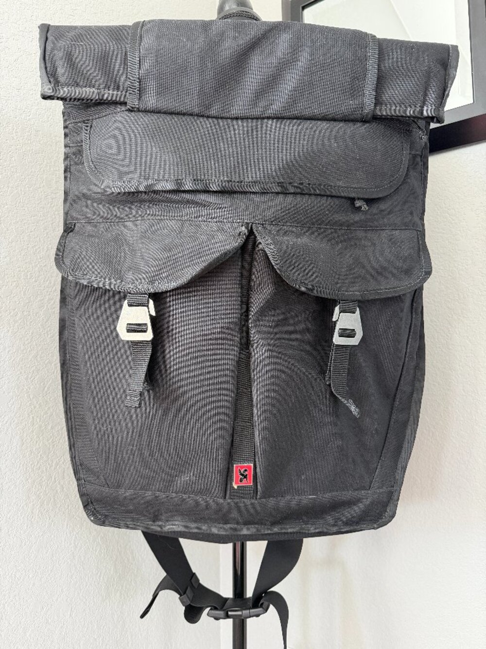 CHROME Black Ivan Rolltop Large Messenger Backpack Commuter Bag - Picture 2 of 13